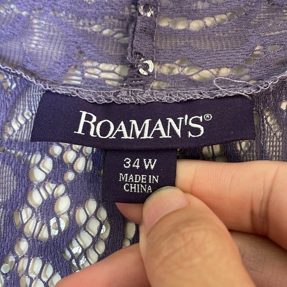 NWT. Roaman’s 34W Open Front Sparkle Sequin Long Lace Jacket. - Picture 3 of 13